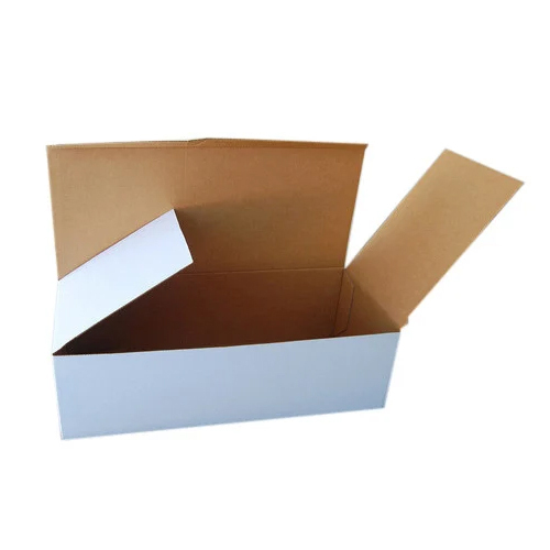 White Corrugated Packaging Box - Corrugated Cardboard, Custom Sizes Available, White Color, Rectangle Shape | Durable for Shipping, Storage, Display