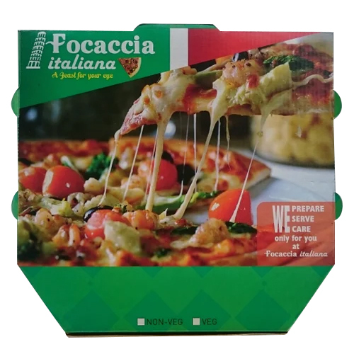 Printed Corrugated Pizza Box - Custom Made Corrugated Cardboard, Ventilated Design With Branding Elements, Various Sizes Available