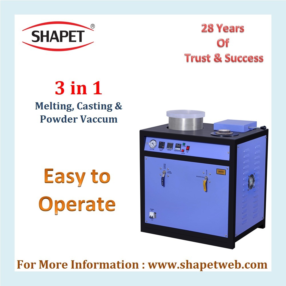 3 In 1 Jewelry Casting Machine - 32x24x32 Cm, Gray | Eco-friendly, High Efficiency, Low Noise, 500 Lpm Vacuum Capacity, Automatic Temperature Control