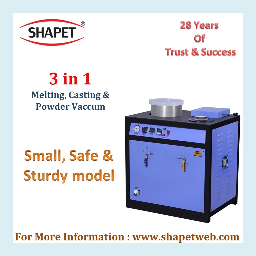 3 In 1 Jewelry Casting Machine - 32x24x32 Cm, Gray | Eco-friendly, High Efficiency, Low Noise, 500 Lpm Vacuum Capacity, Automatic Temperature Control