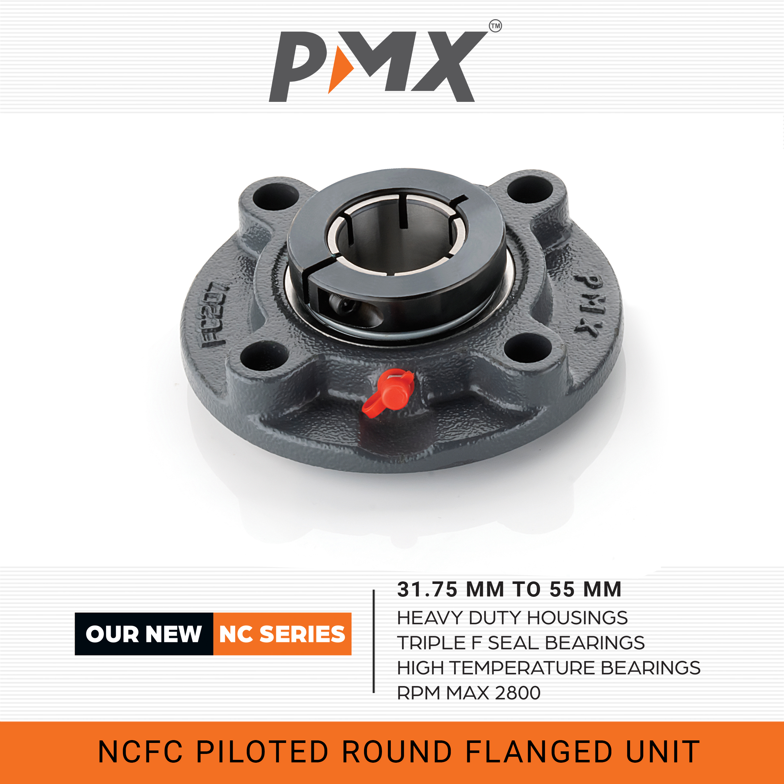 Ncfc Piloted Round Flanged Unit Bore Size: 31.75mm To 55mm