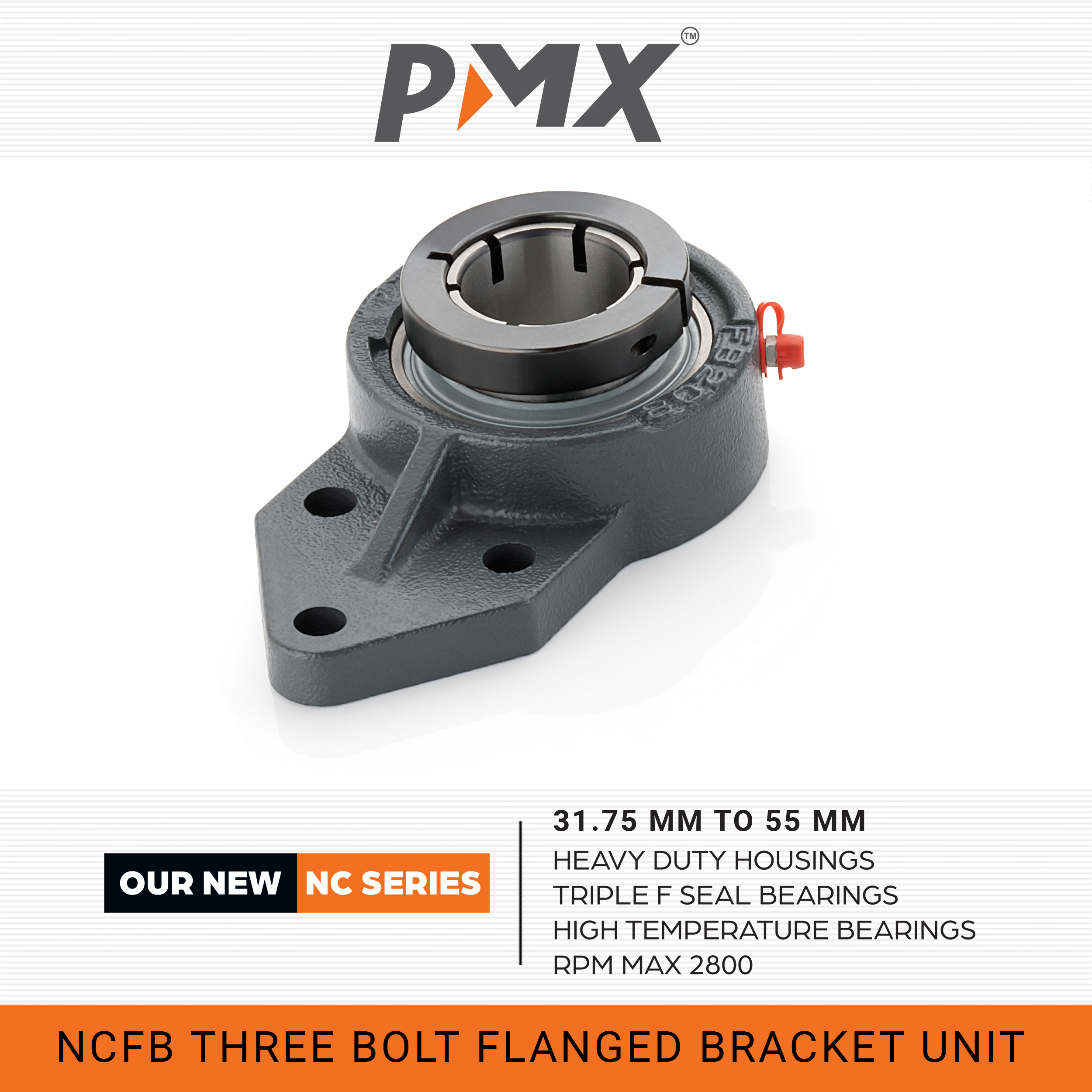 Ncfb Three-bolt Flanged Bracket Unit Bore Size: 40mm