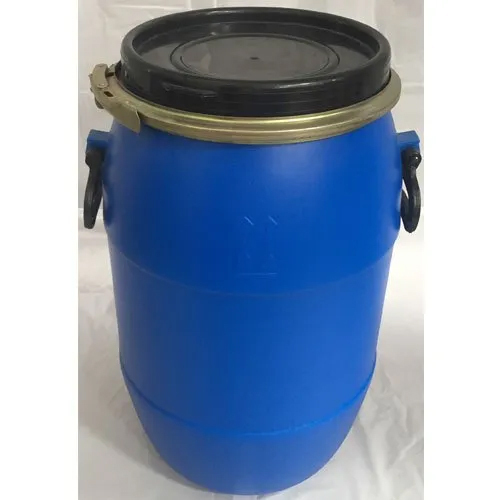 35L HDPE Open Top Drums - 320 +/- 10 mm Diameter, 550 mm Height, Blue & Black Color | Lightweight 1.8 kg, Chemical & Oil Storage Approved