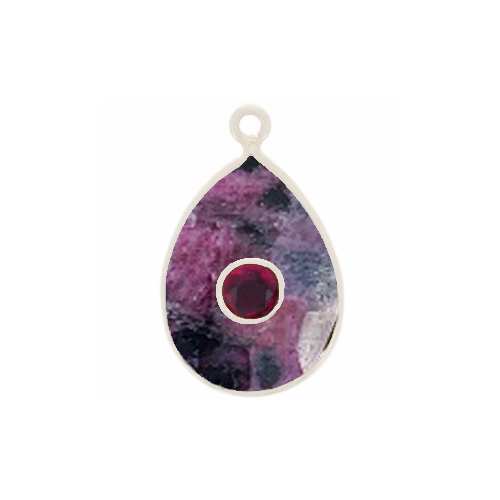 Ruby Zoisite Gemstone Oval Gold Vermeil Double Stone Bezel Set Charm Size: 15x10mm