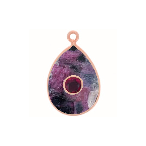 Ruby Zoisite Gemstone Oval Gold Vermeil Double Stone Bezel Set Charm Size: 15x10mm