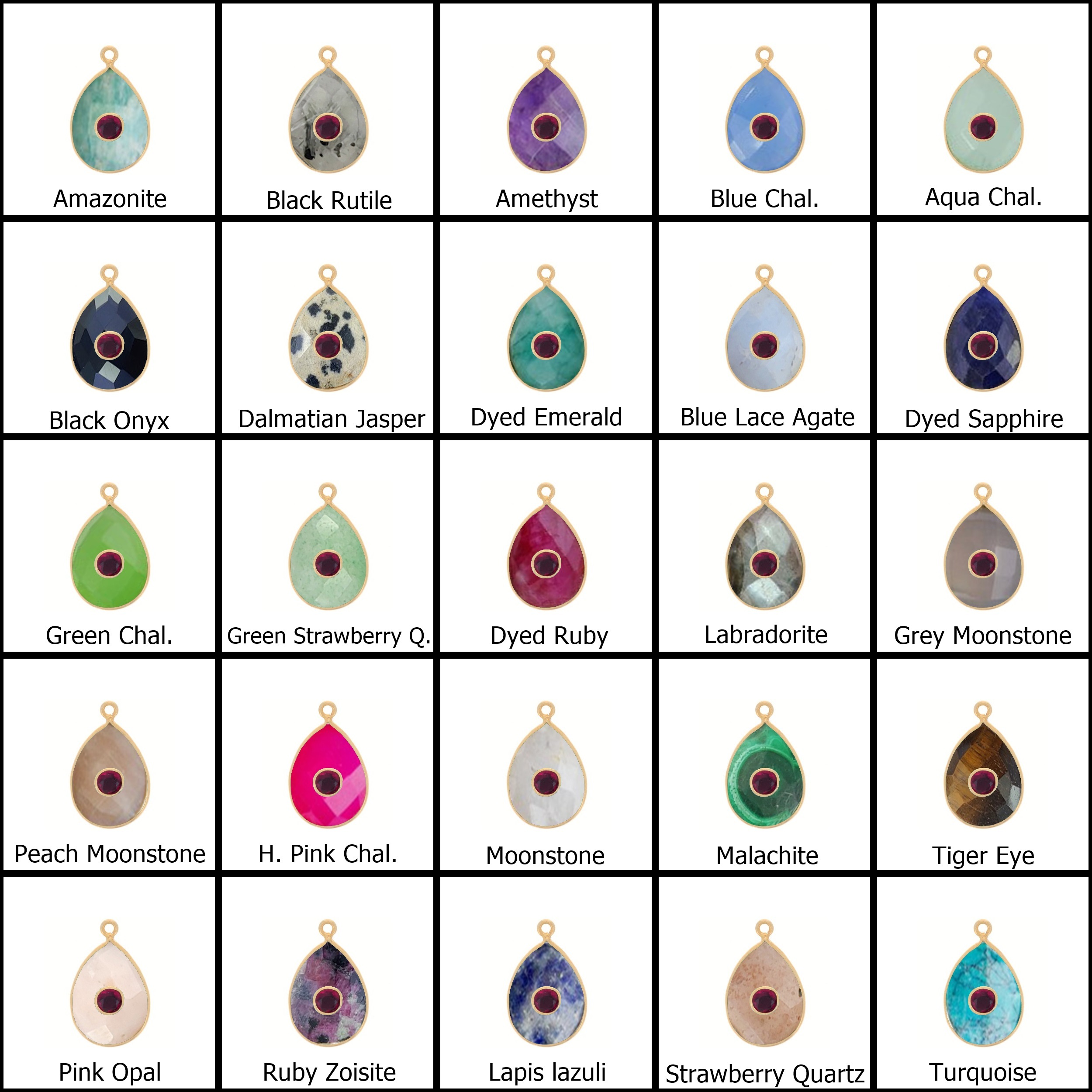 Ruby Zoisite Gemstone Oval Gold Vermeil Double Stone Bezel Set Charm Size: 15x10mm