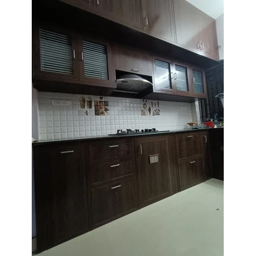 ब्राउन पैरेलल मॉड्यूलर किचन