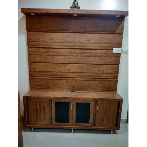 Pvc Tv Unit - Durable Pvc, Spacious Design With Open Shelves & Cabinets, Brown Color, Eco-friendly, Lightweight Indoor Furniture