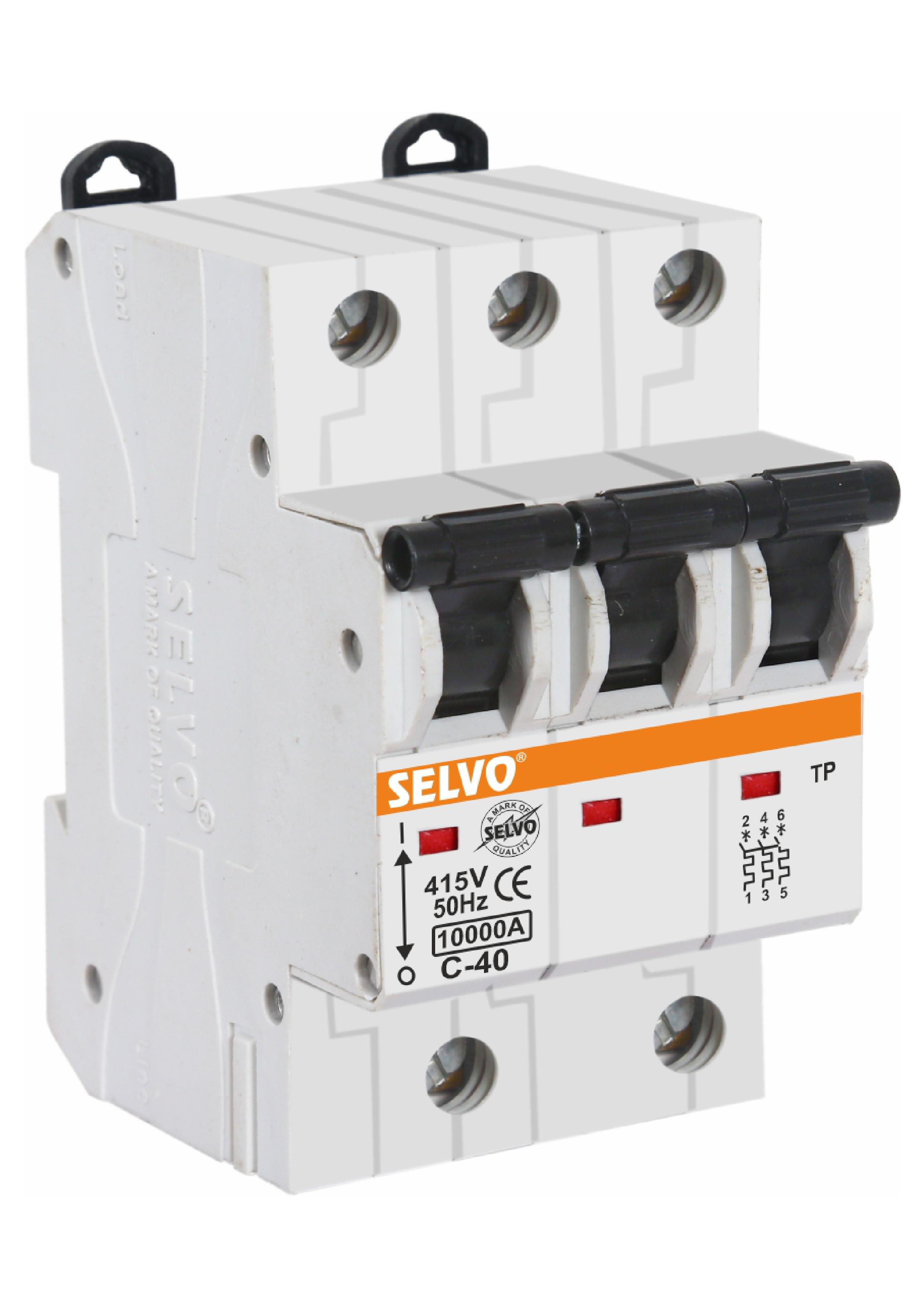 Selvo C-25a Three Pole Mcb - 415v, 25a Max Current | White, 8x6x10 Cm, 0.3 Kg