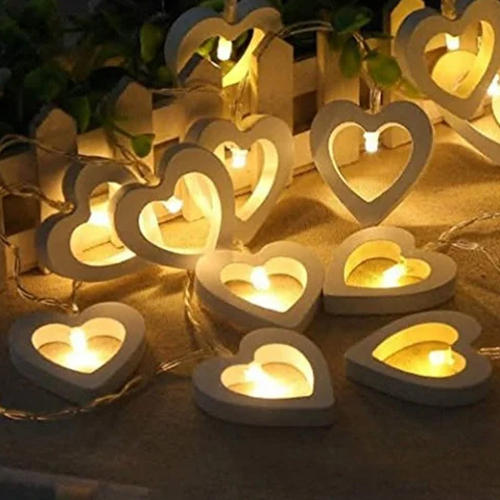 White Led Heart Shaped String Light