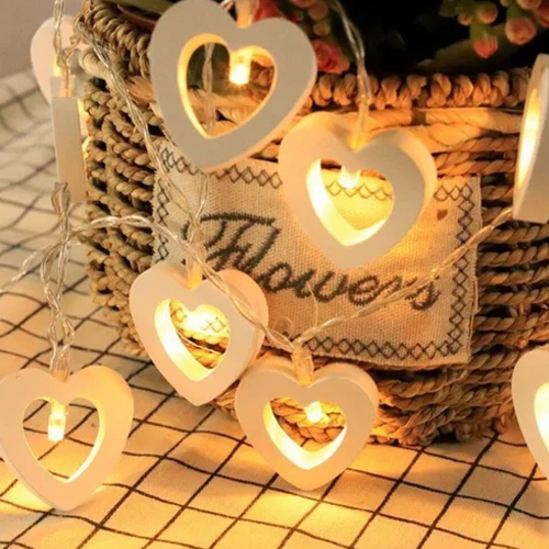 White Led Heart Shaped String Light
