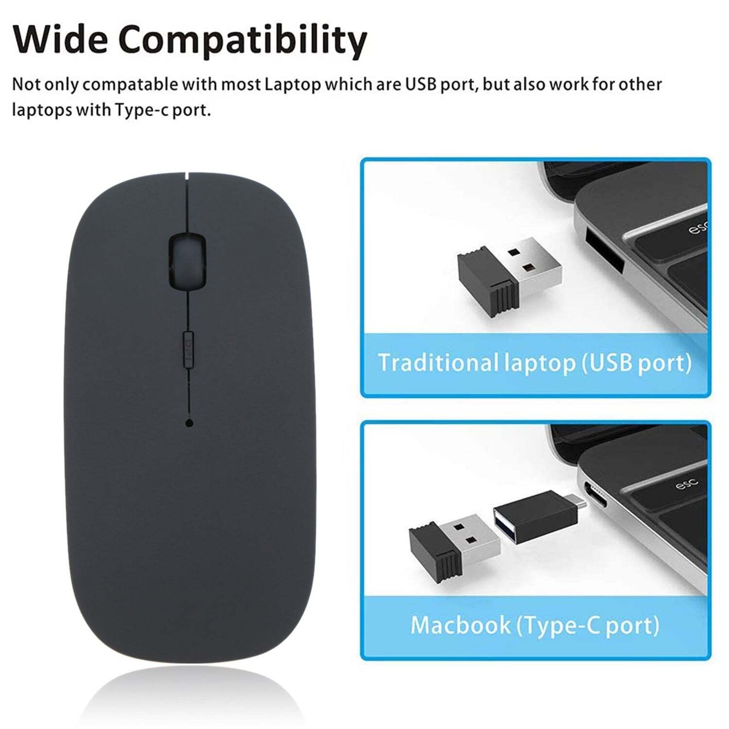 Wireless Mouse For Laptop/pc/mac/ipad Pro/computer (6077) Body Material: Plastic