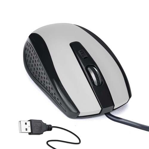 Wired Mouse - Plastic Body, Faster Response Time | Silver Finish for Enhanced Performance on Laptop and Desktop