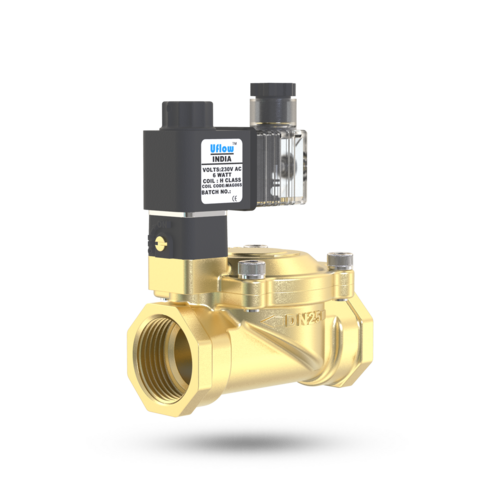 Brass Solenoid Valve - 1 Inch, Golden Black Finish | Medium Pressure Diaphragm Valve for Gas Applications, Two-Way Thread Connection