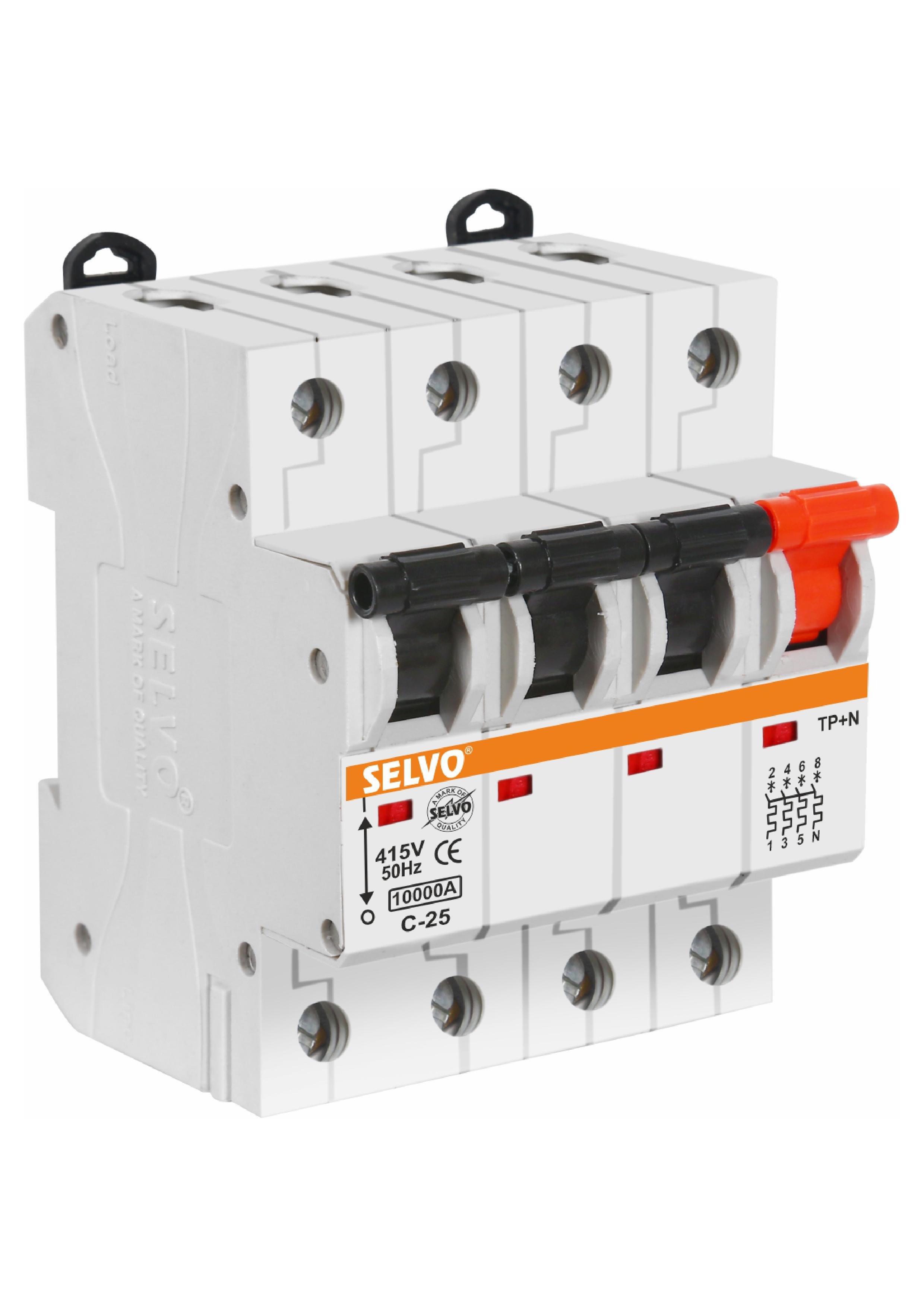 White Selvo C-25a Three Pole Neutral Mcb