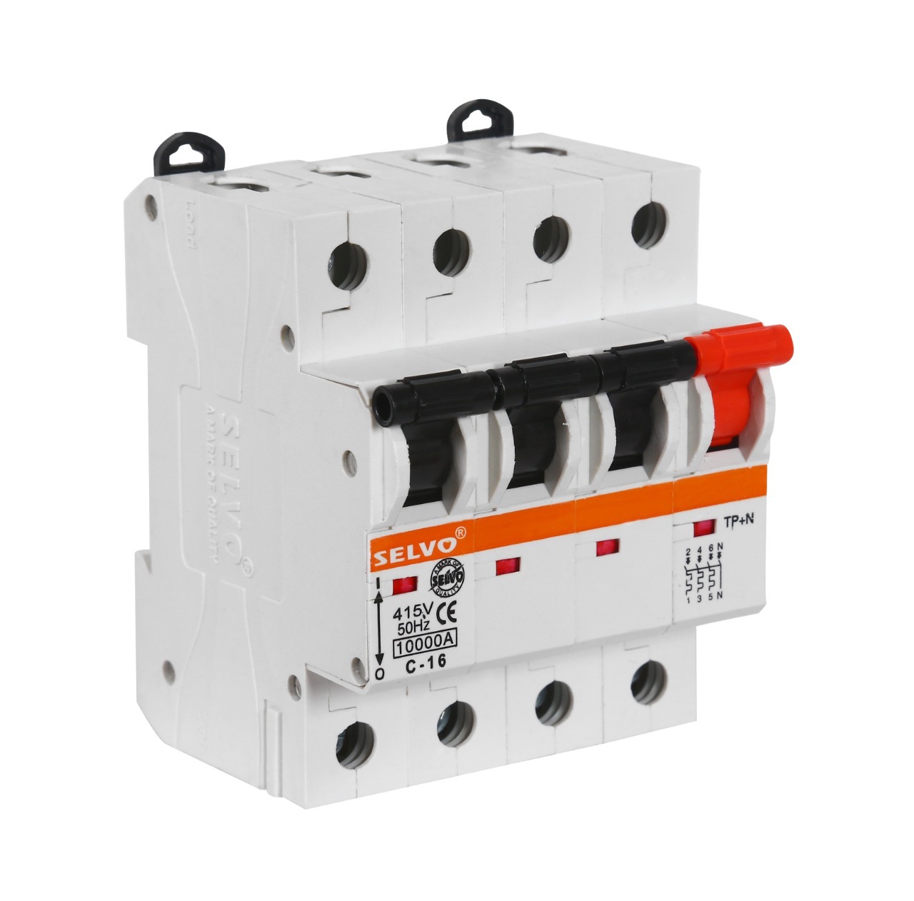 White Selvo C-63a Three Pole Neutral Mcb