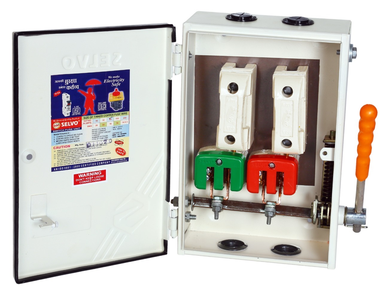 White Selvo 63a 240v Double Pole Rewireable Switch Fuse Units
