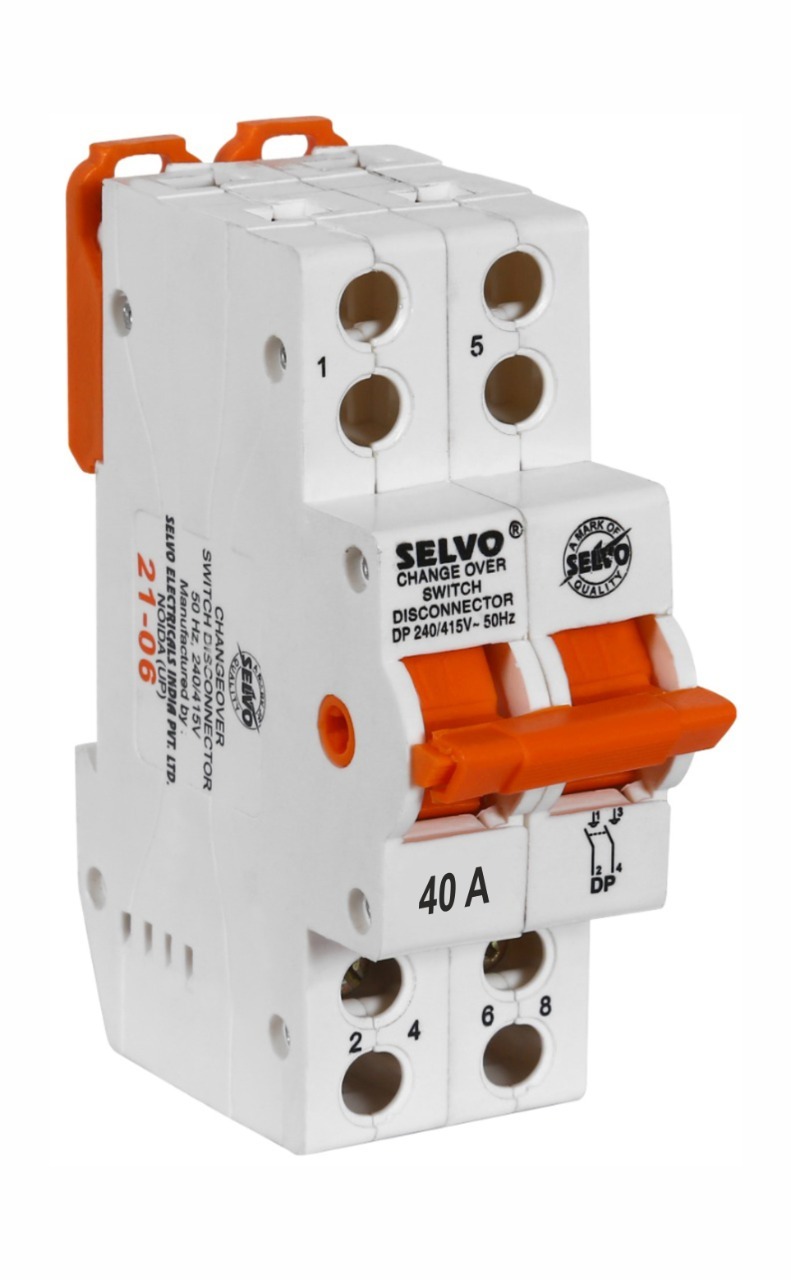 White Double Pole Disconnector Switches With Mcb Change Over
