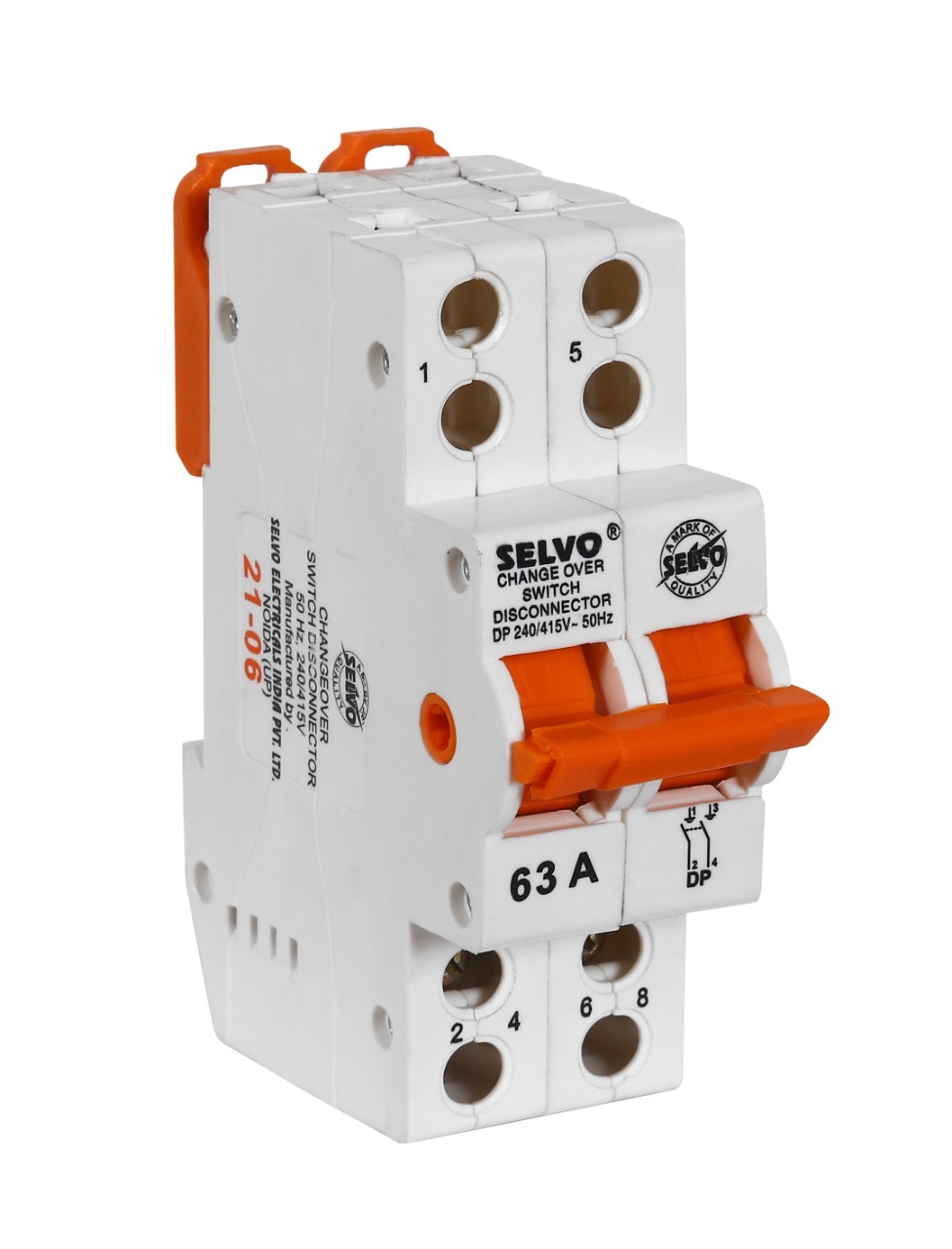 White Double Pole Disconnector Switches With Mcb Change Over