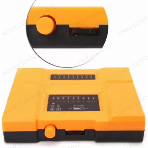 Lan Cable Tester Mini Pro - Abs Material, Orange Color | Manual Crimper, 9 Led Indicators, Compatible With Rj11/rj12/rj45, Cat5/cat6/cat7