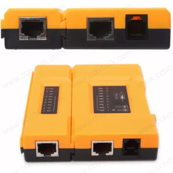 Lan Cable Tester Mini Pro - Abs Material, Orange Color | Manual Crimper, 9 Led Indicators, Compatible With Rj11/rj12/rj45, Cat5/cat6/cat7