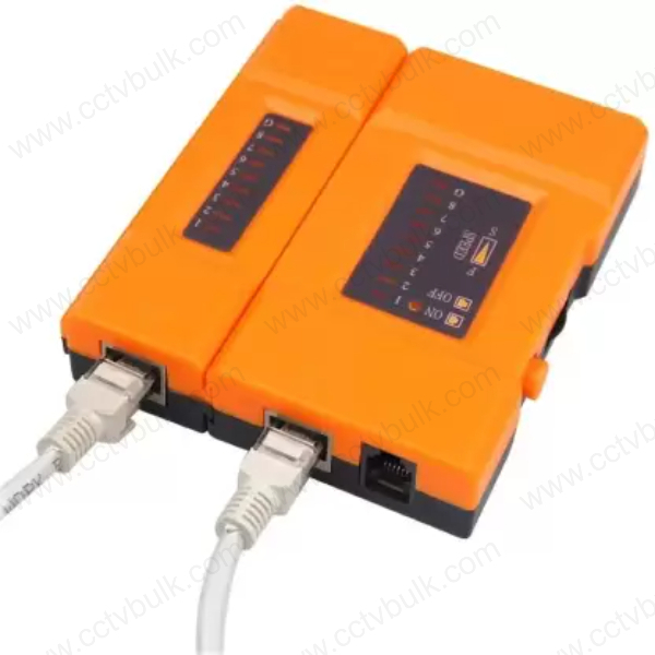 Lan Cable Tester Mini Pro - Abs Material, Orange Color | Manual Crimper, 9 Led Indicators, Compatible With Rj11/rj12/rj45, Cat5/cat6/cat7