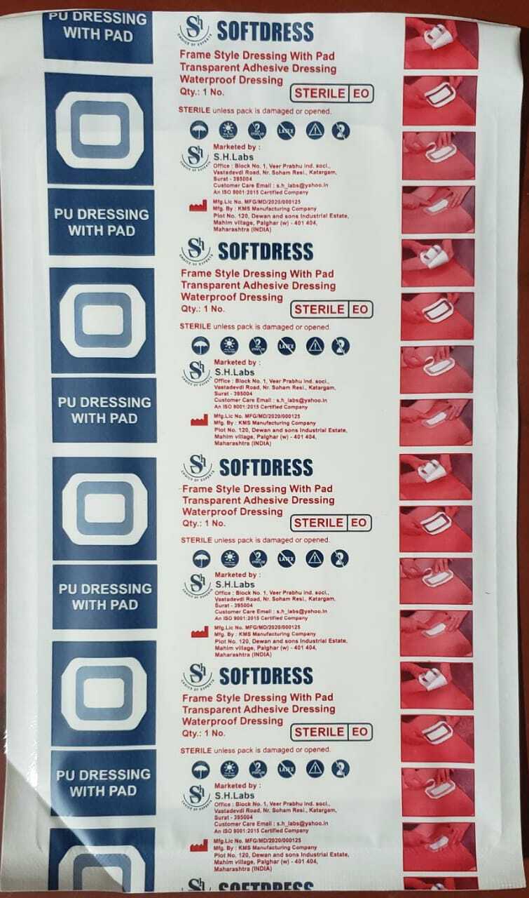Soft Dress Transparent Adhesive Dressing Waterproof Dressing With Pad - Pu Material, 7x5 Cm, 10x10 Cm, 10x20 Cm, 10x25 Cm, 10x30 Cm | Transparent, Hypo-allergenic Polyacrylate Adhesive