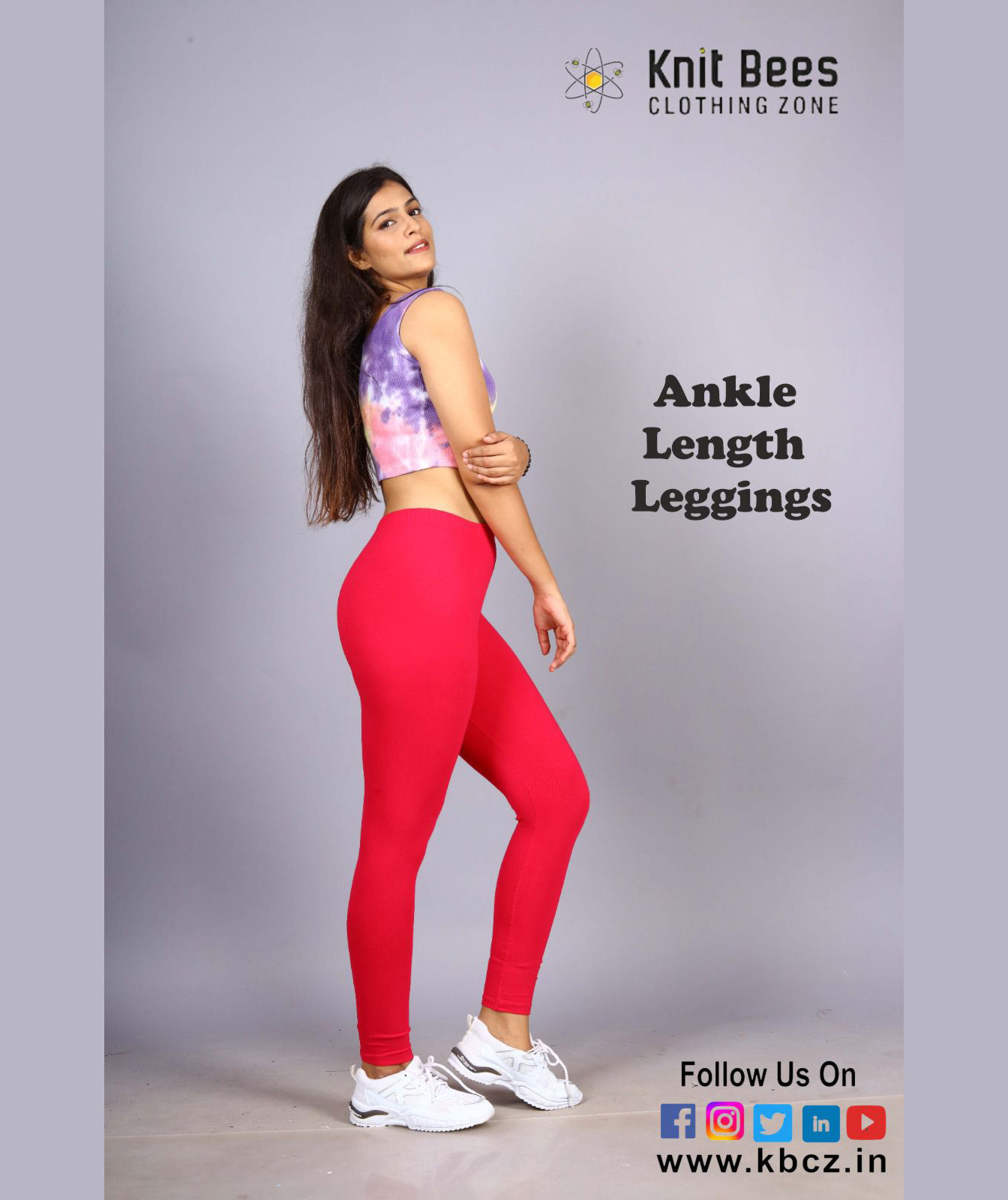 Ankle Length Leggings - 95% Cotton & 5% Elastane, Blue | Comfortable Fit, Breathable, Stretchy Fabric, Elastic Waistband, Versatile Style