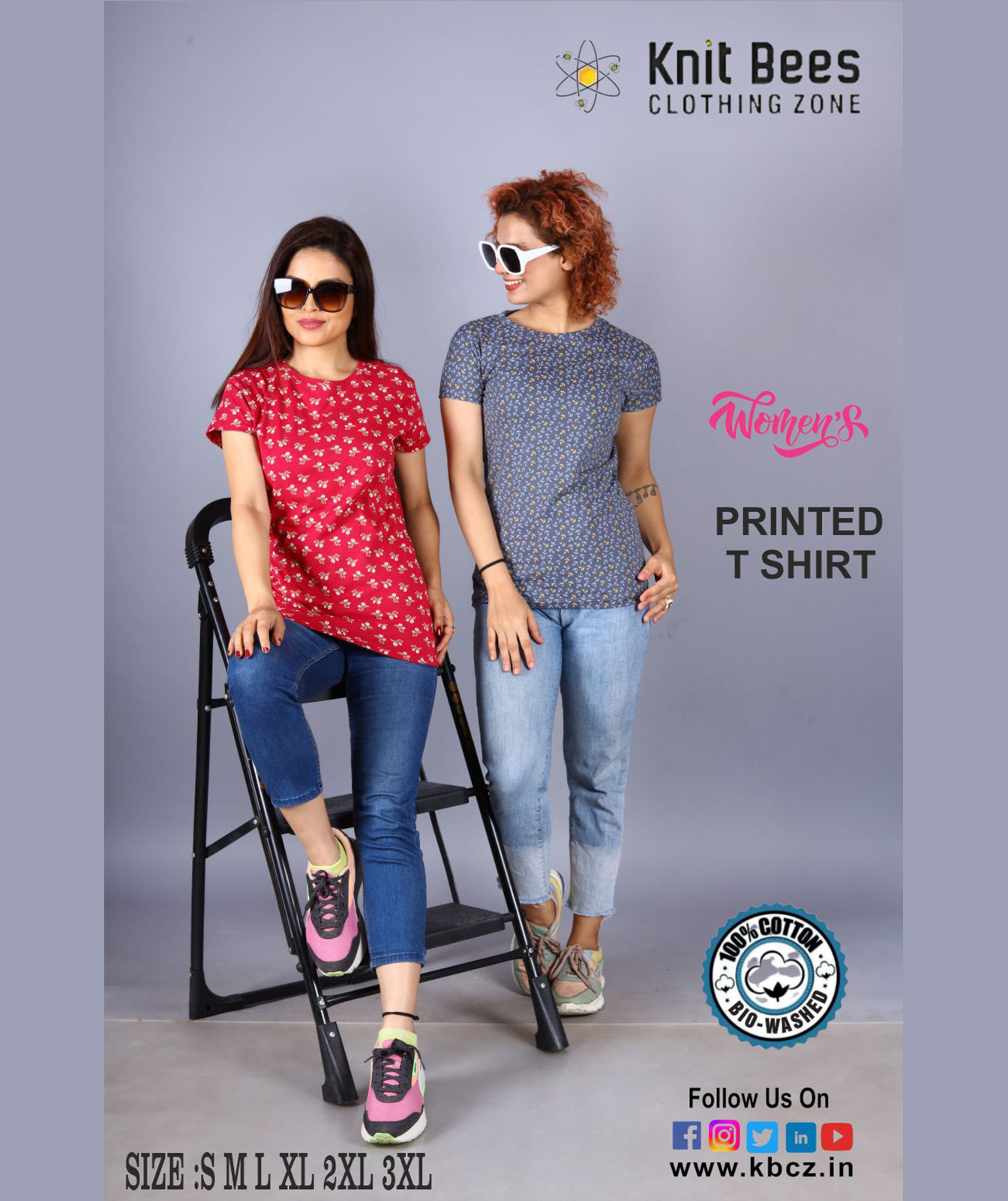 Womens Printed Top - 100% Cotton, S-3xl, Round Neck, Short Sleeve, Floral Print | Comfortable Fit, Durable, Machine Washable, Soft Fabric, Versatile Style