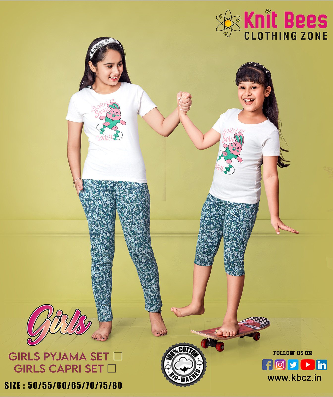 Girls Pocket Pyjama Set - Cotton Jersey, Age 1-14, Multi-color 6 Sets, Printed Pattern, Short Sleeves, Ideal For Rainy & Summer Seasons