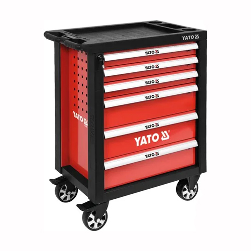 ब्लैक एंड रेड 6 ड्रॉअर सर्विस कैबिनेट