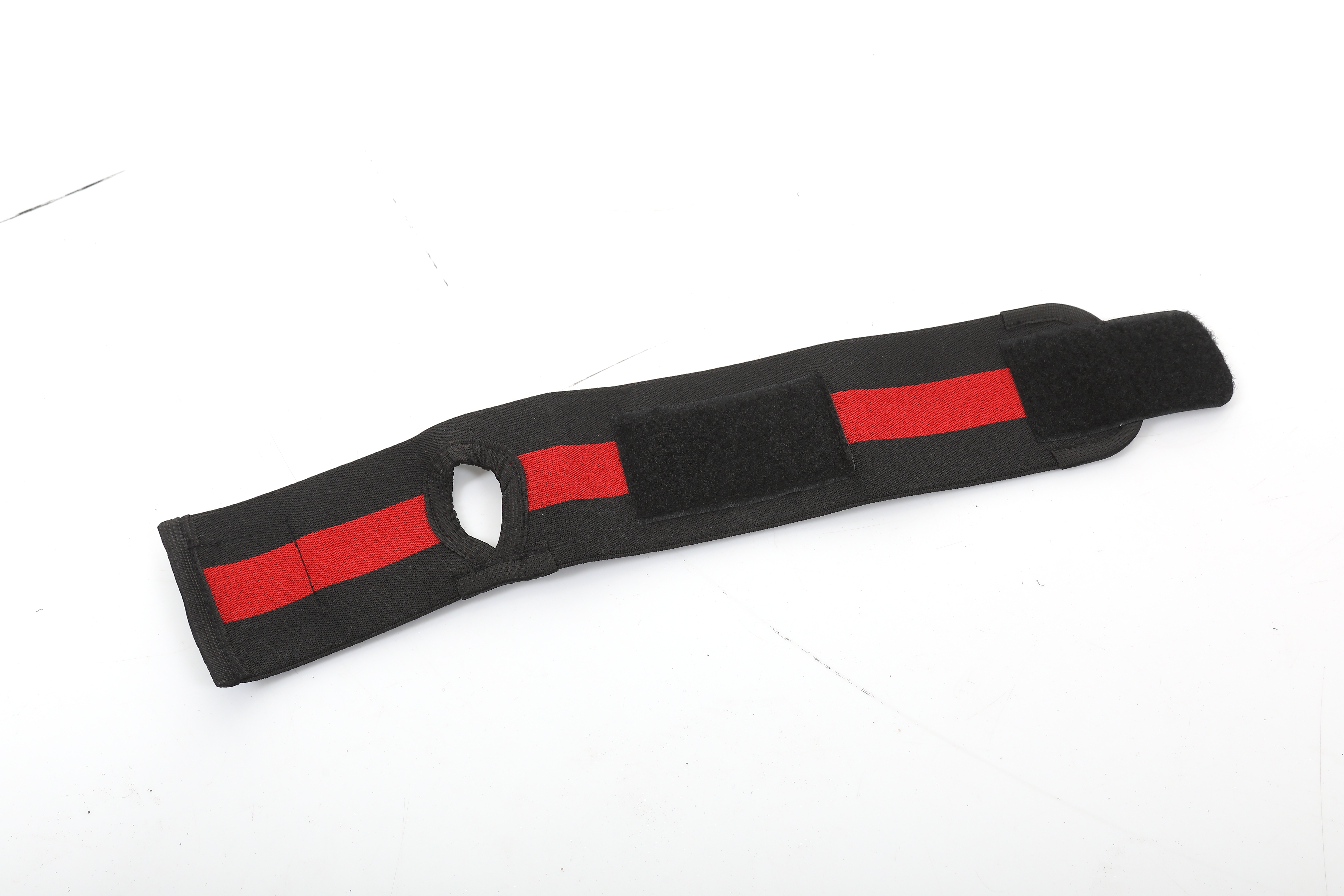 Wrist Band With Thumb Loop - Rubber Material, Universal Size, Red & Black Color | Provides Wrist Support, Portable For Gym And Weight Lifting