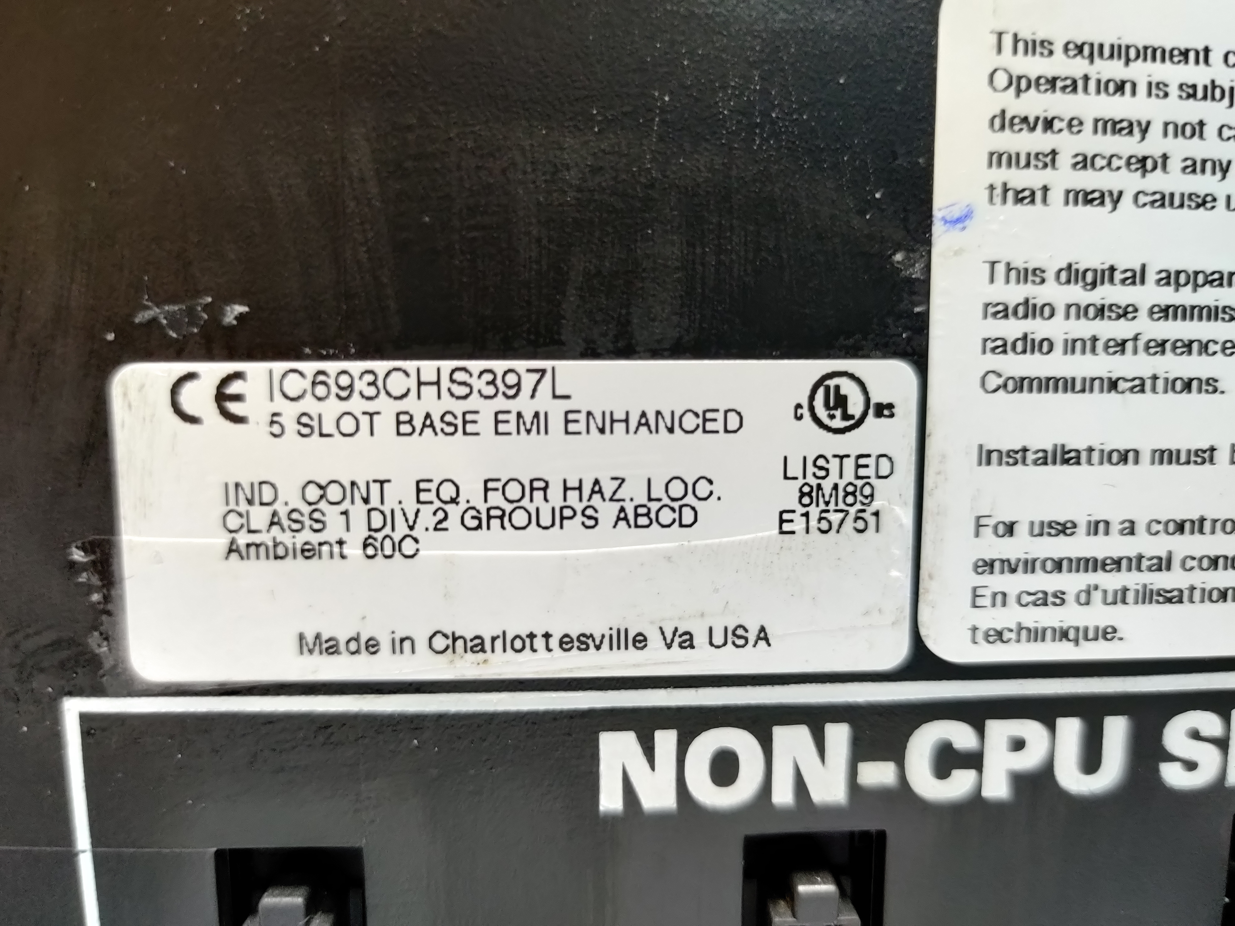 Ge Fanuc Plc Base Ic693chs397l