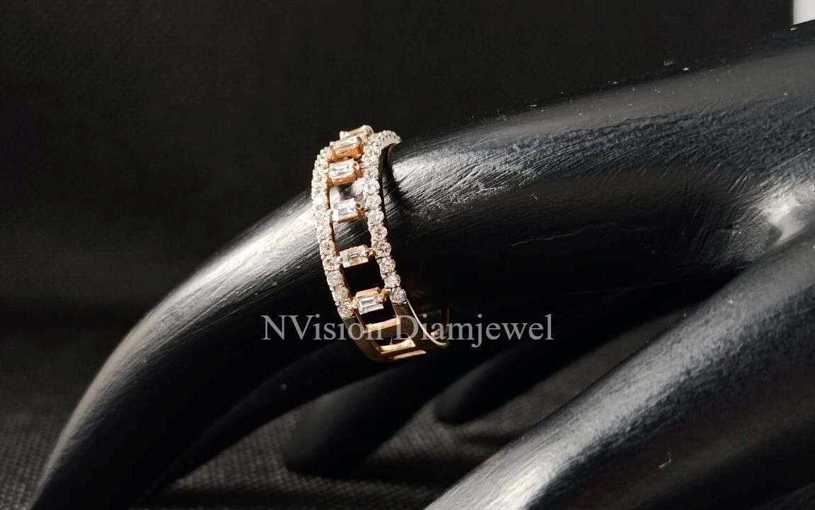 Rose Gold Natural Diamond Ambitious Ladder Ring Diamond Carat Weight: 0.82 Carat
