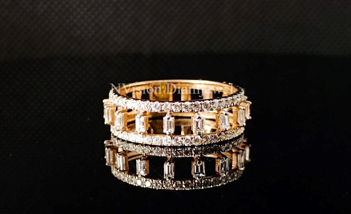 Rose Gold Natural Diamond Ambitious Ladder Ring Diamond Carat Weight: 0.82 Carat
