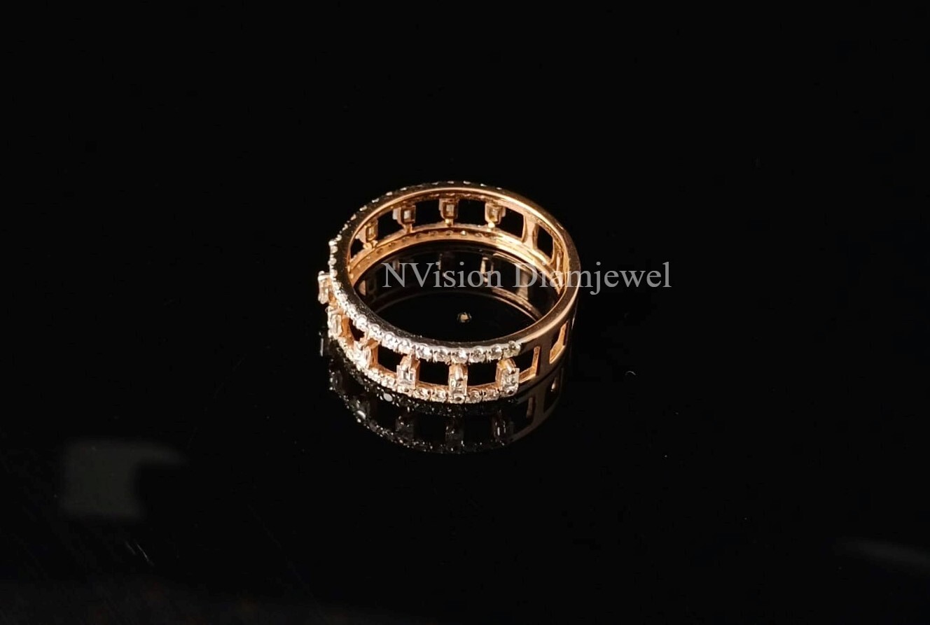 Rose Gold Natural Diamond Ambitious Ladder Ring Diamond Carat Weight: 0.82 Carat