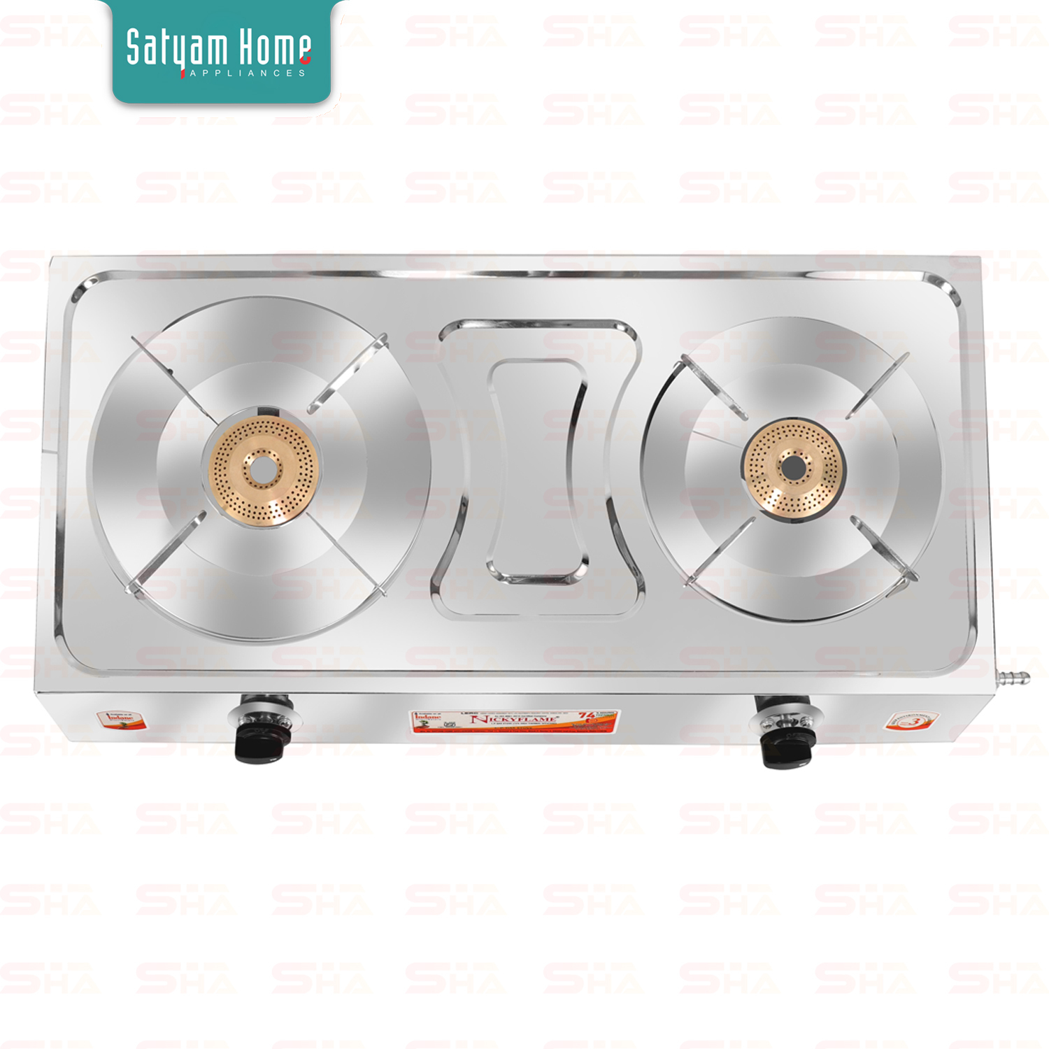 Vs2 (1.5kgs) With Channel Panel Plating Top Stainless Steel Lpg Gas Stove - Body: 1.4 Kg Gas Cock: 60 Gm 2 Burners Manual Ignition Self-installation