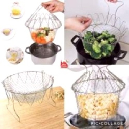 Silver Deep Fry Foldable Chef Basket