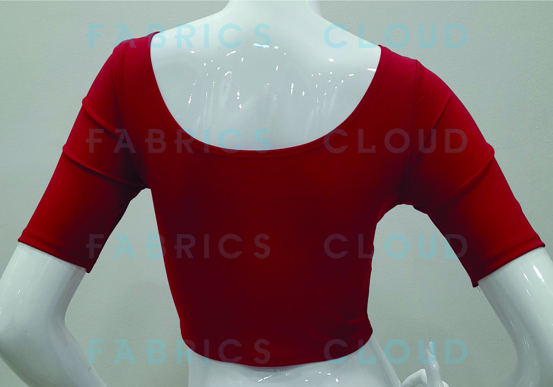 Stretchable Sleeve Blouse (Front-boat Neck And Back-round Neck) (Candy Red) - Micro Fiber & Spandex Sizes S-3xl Quick Dry & Breathable 25 Color Options