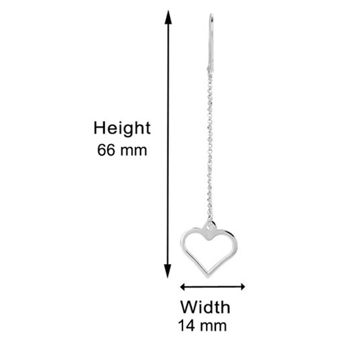 Anniversary Open Heart Thread Through Silver Earrings