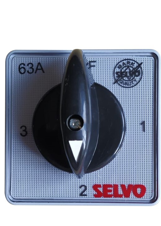 Selvo 63a Cam Operated Rotary Switch Phase Selector 1 Pole 3 Way - Black, 10 X 10 X 15 Cm, 63 Amp, 240/415 Volt | Durable And Compact Design