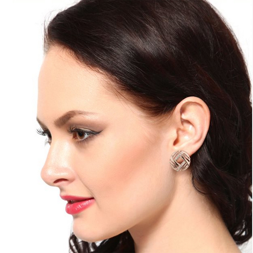Knot Stud Silver Earring With Cubic Zirconia Stones Gender: Women