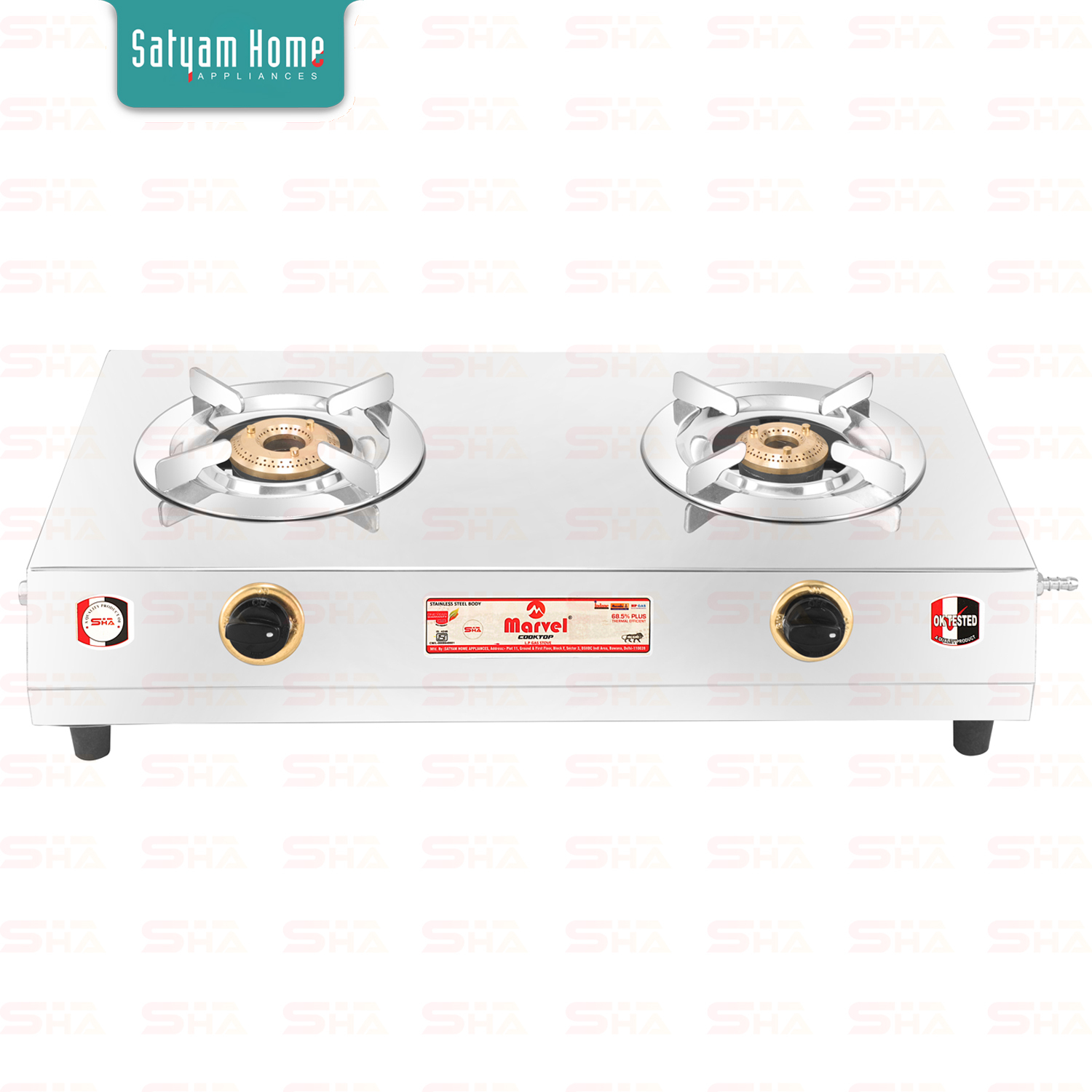 2 Burner Jointless Vs2 With Brass Dial Plate 3.5kgs Body Lpg Gas Stove