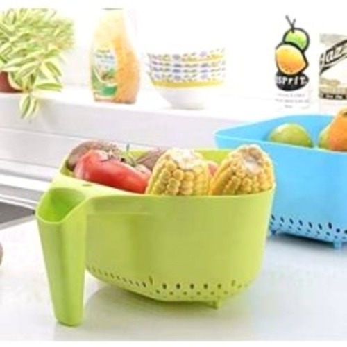 Green Excel Ware Plastic Handle Basket