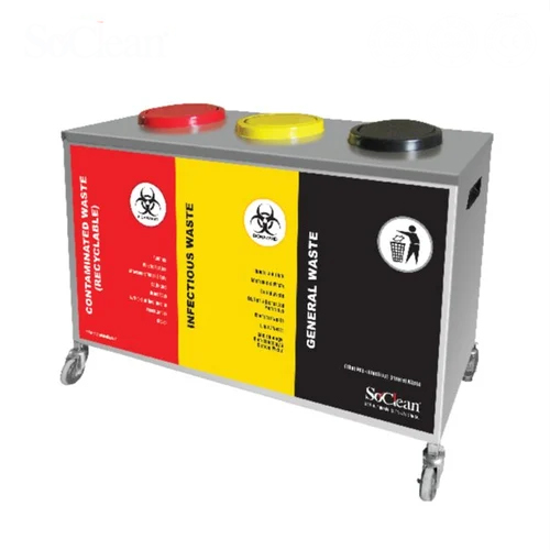 प्लास्टिक बिन्स ट्रायो के साथ रेड सोक्लीन वेस्ट कलेक्शन सिस्टम (S.s)