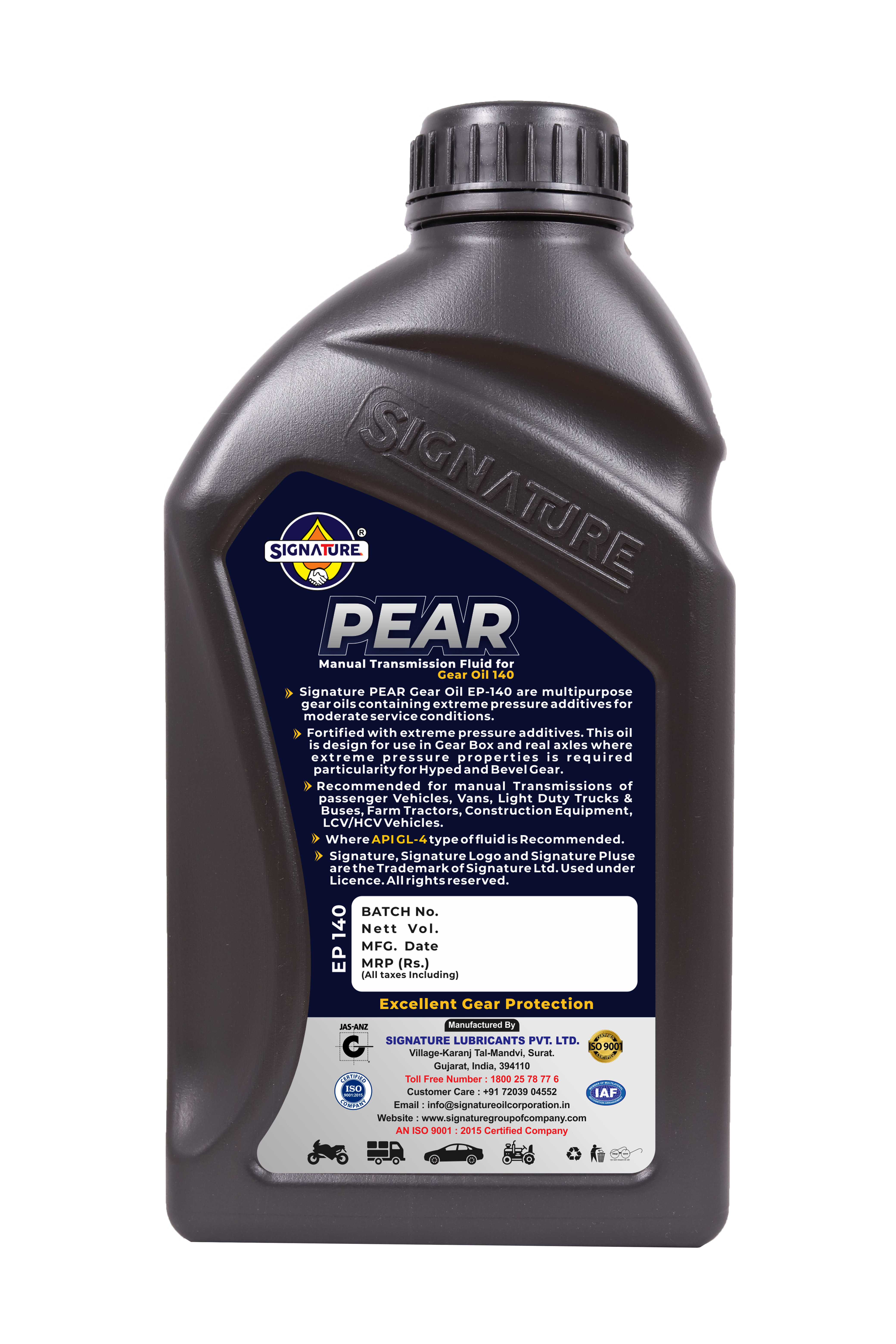 Pear Manual Transmission Fluid - 1 Ltr Ep-140, Gold Color, Strong Smell, High Viscosity, Extreme Pressure Additives, Outstanding Thermal Stability And Wear Protection