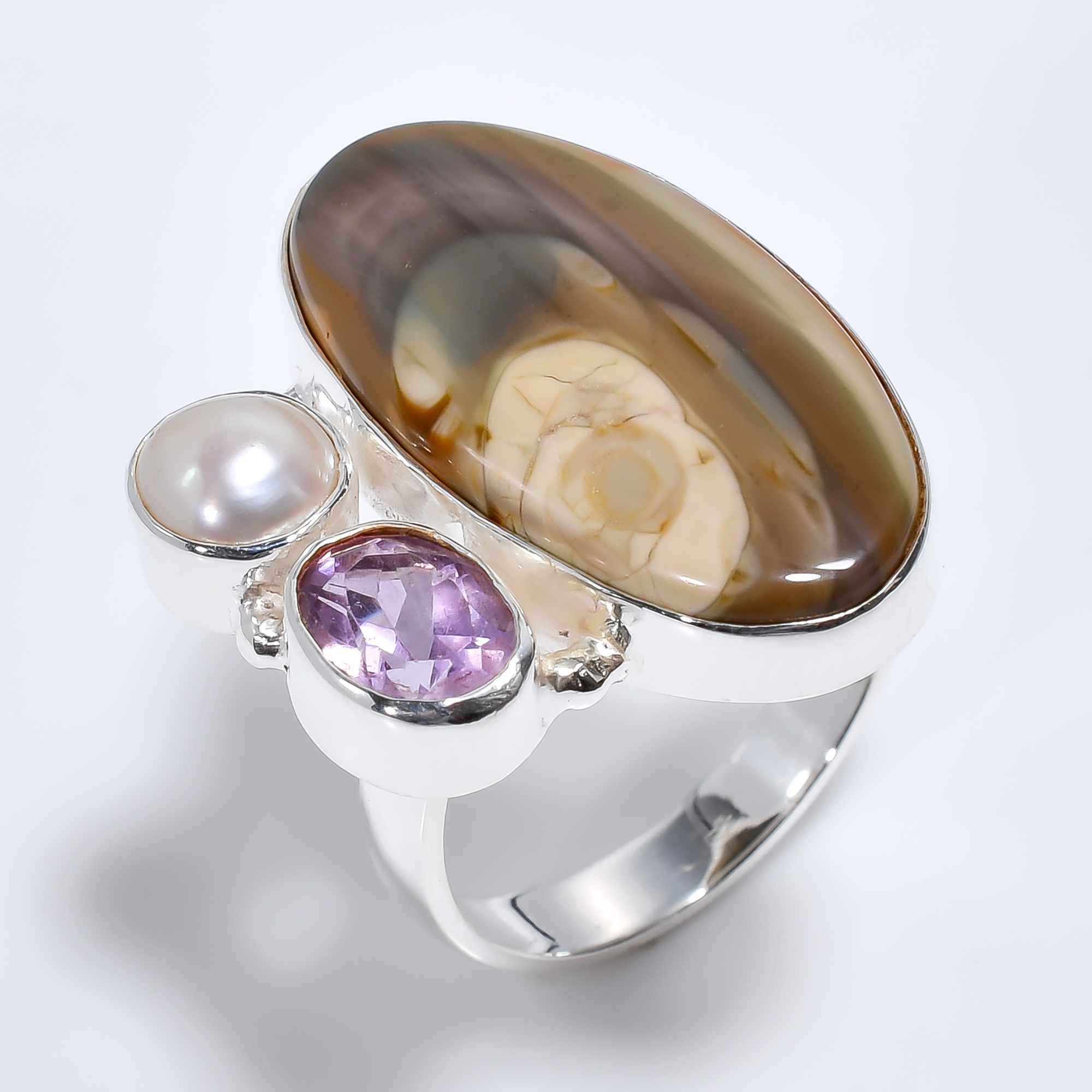 925 Sterling Silver Ring Size Us 7 Natural Jasper Peridot Gemstone Women Fashion Ring Supplier - Weight: 7.3 Grams (G)
