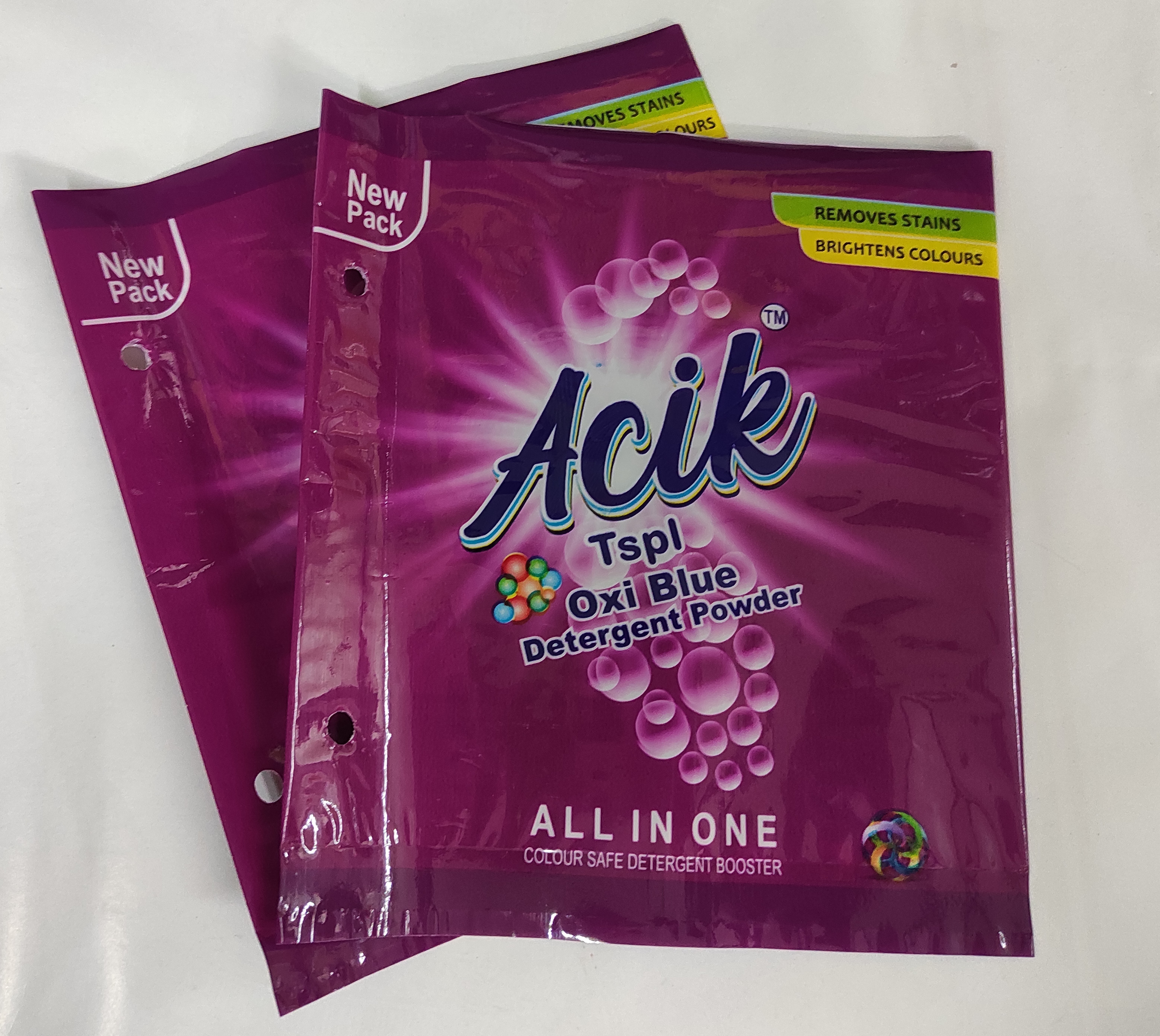 Printed Detergent Packaging Pouch - Laminated Material, Multi Layer Lamination, Blue Color | Eye-catching Printed Design, Resealable Closure, Available In Various Sizes