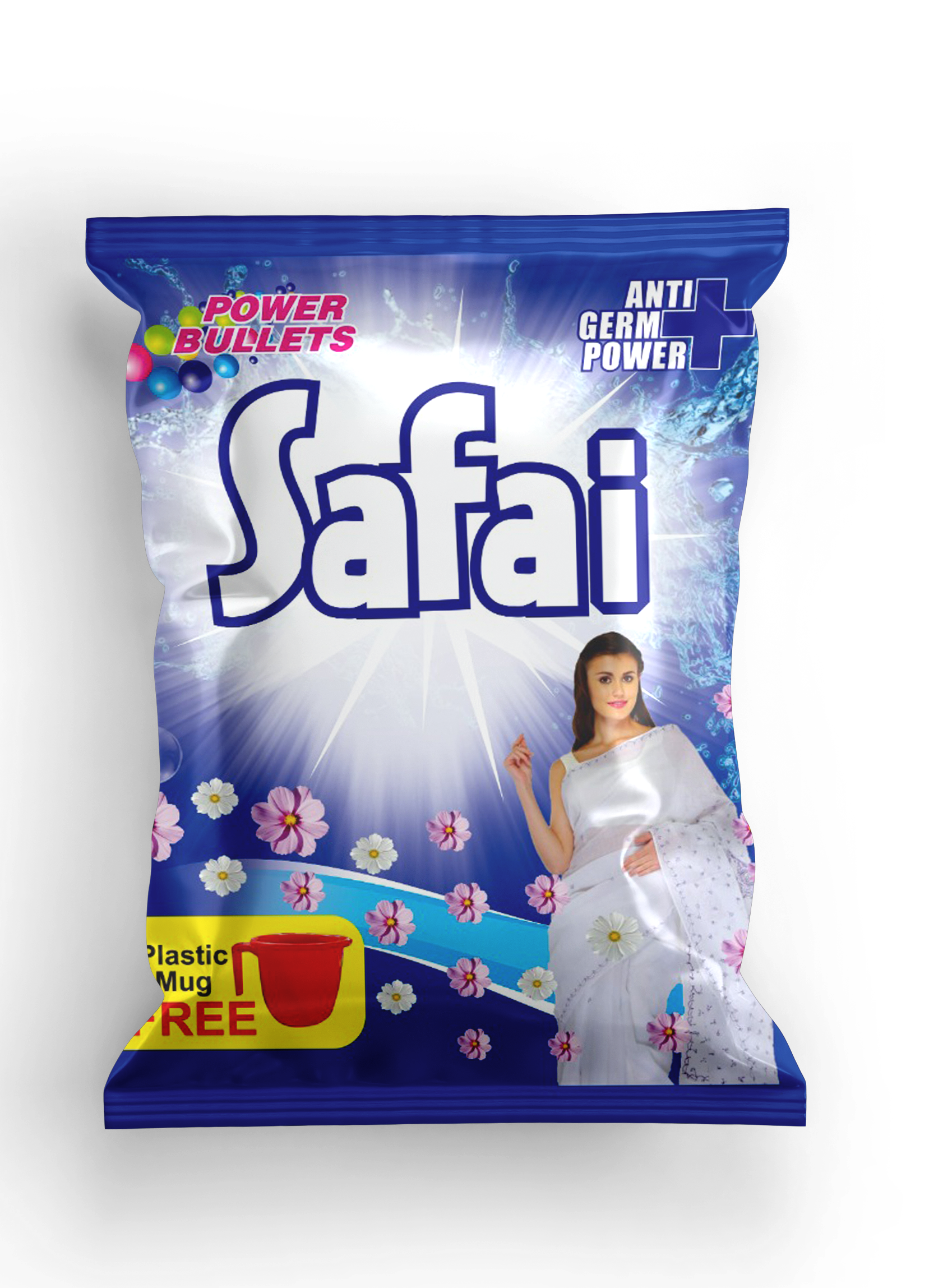 Printed Detergent Packaging Pouch - Laminated Material, Multi Layer Lamination, Blue Color | Eye-catching Printed Design, Resealable Closure, Available In Various Sizes