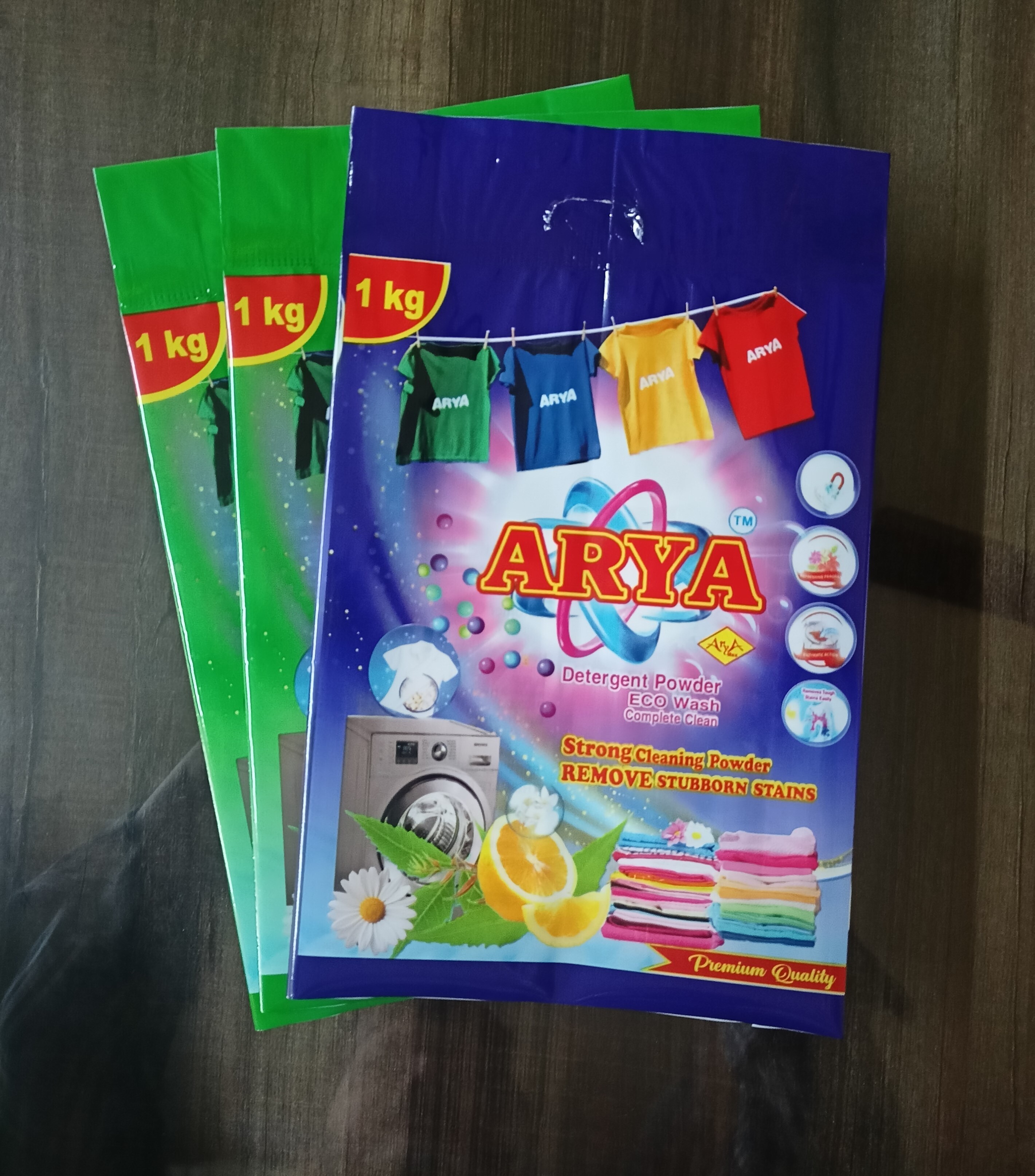 Printed Detergent Packaging Pouch - Laminated Material, Multi Layer Lamination, Blue Color | Eye-catching Printed Design, Resealable Closure, Available In Various Sizes